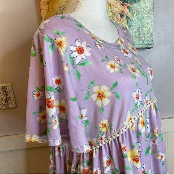 Dreamy Lilac Crochet Lace Babydoll Peplum Top - Cottagecore Meets Y2K - Picture 11 of 11